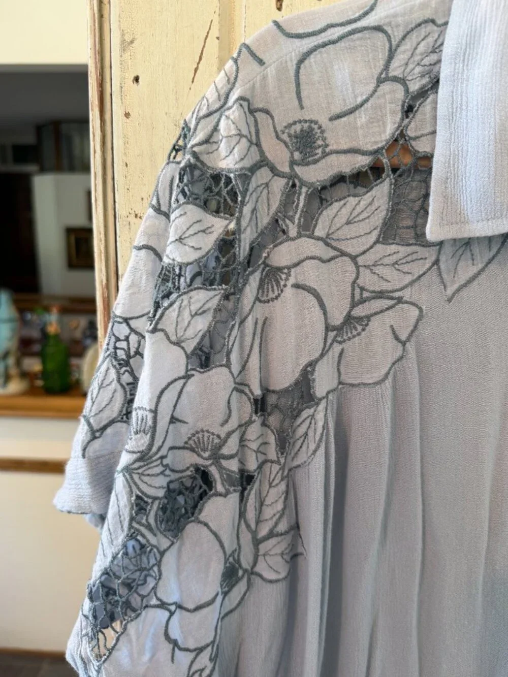 FREE PEOPLE CUT IT OUT EMBROIDERED SHIRT DRESS